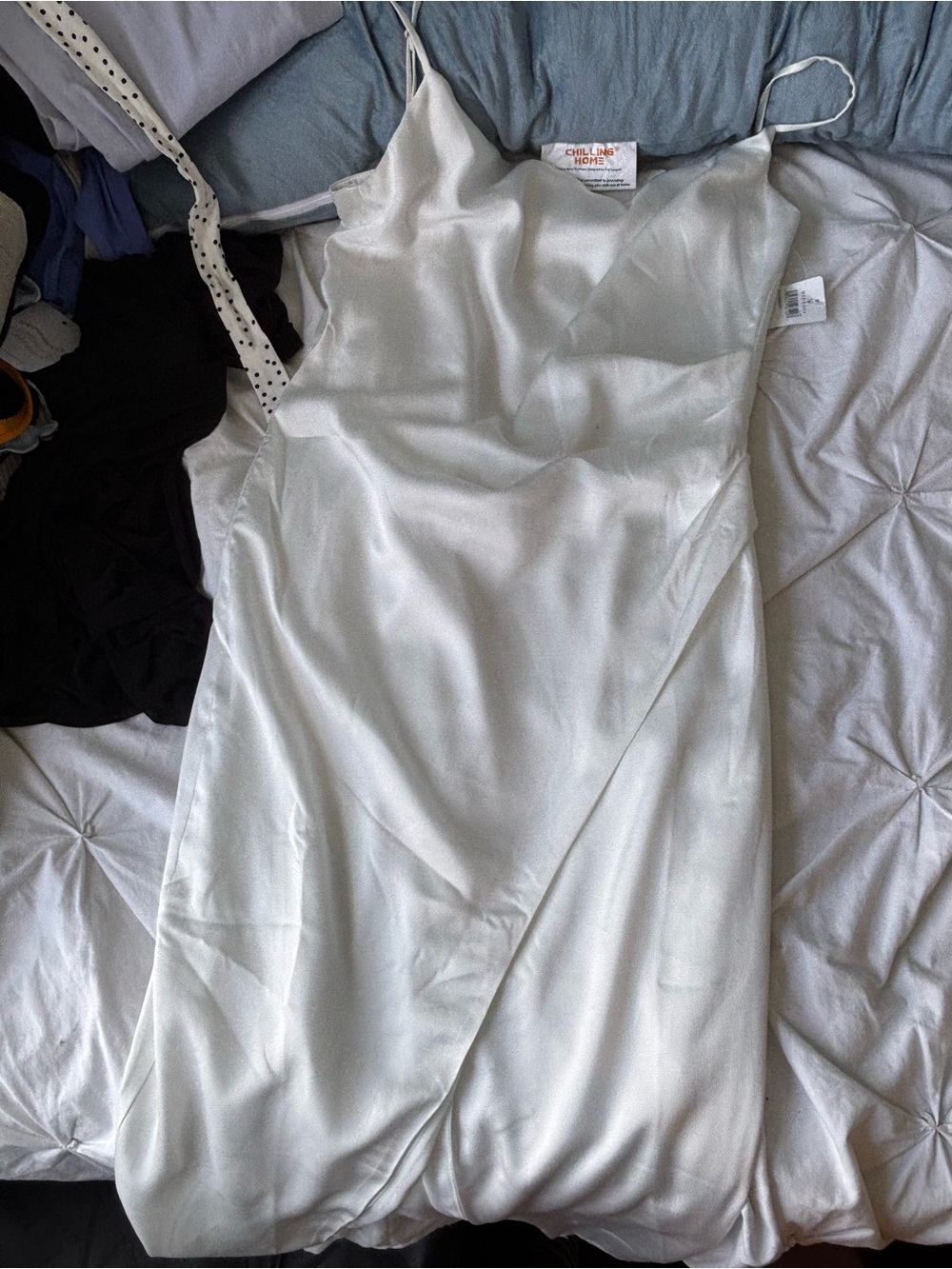 Windsor White Satin Strapless Slip Dress